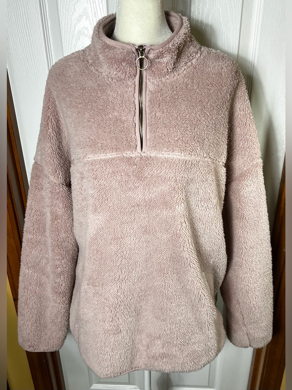 Time and Tru Fleece Jacket Sherpa Jacket Lightweight Pullover Blush Pink L